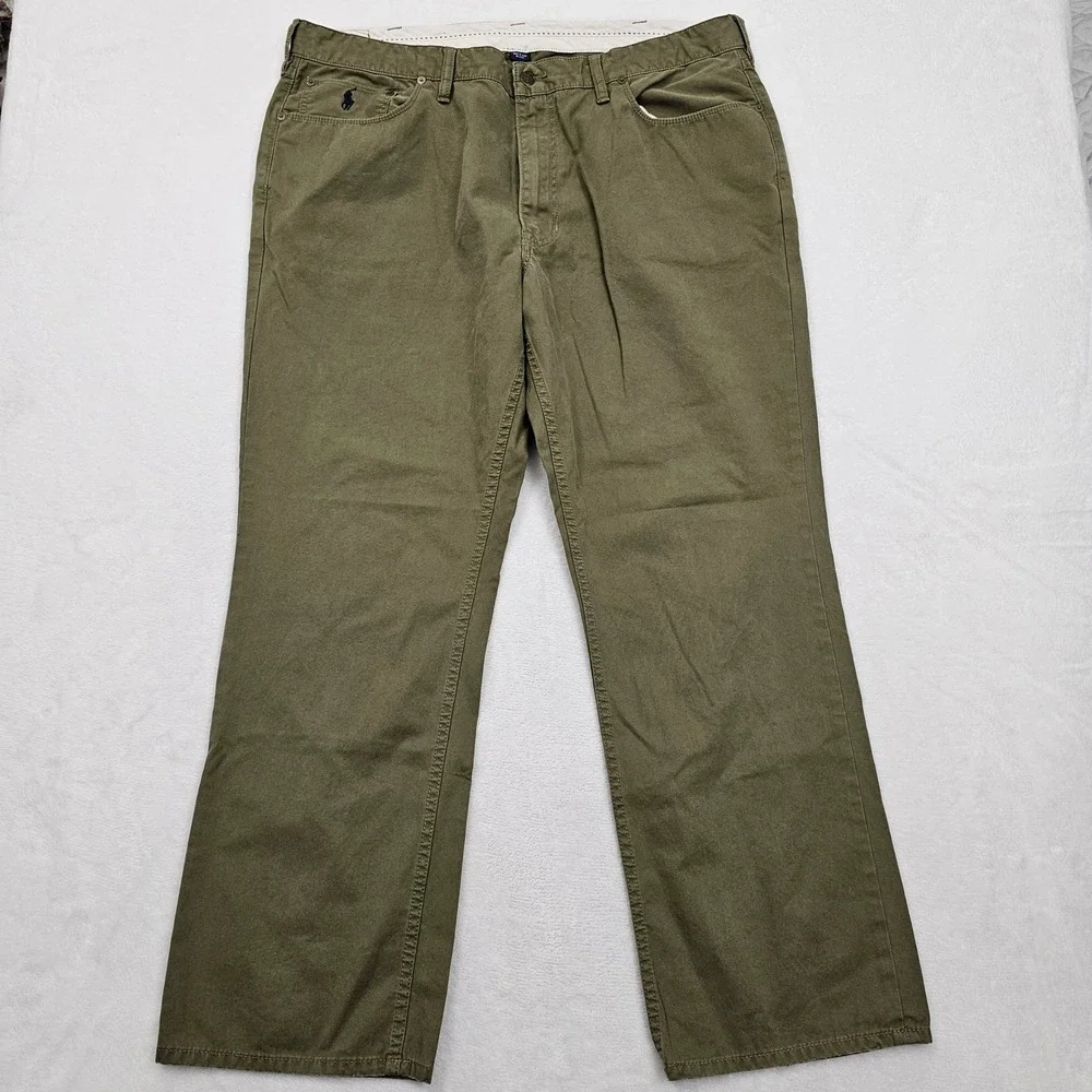 Polo Ralph Lauren Pants Mens 42x30 Olive Green Cotton Twill Straight Safari